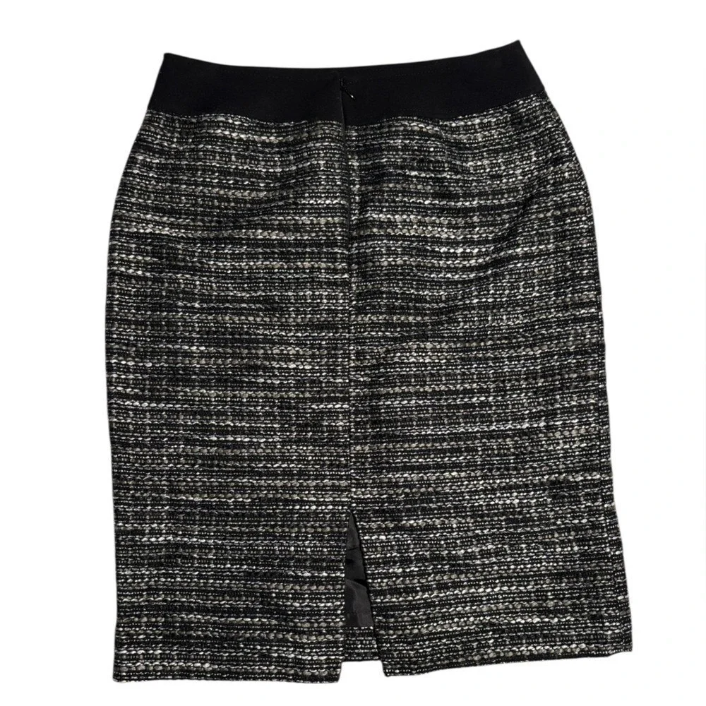 NWT Tahari Black & Gray Tweed Pencil Skirt Size 2 Fitted Y2K Clueless Classic - Picture 2 of 5